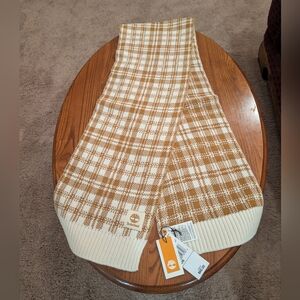 Timberland Tan Plaid Knit Scarf - NEW - Gift Ready